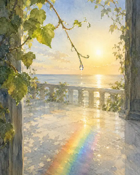 A Rainbow Comes Home to the Balcony