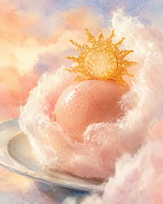 Dawn Nestles in Peach Clouds