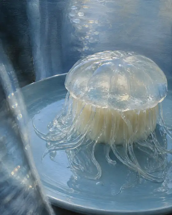 Jellyfish Drifts Through Milk Light