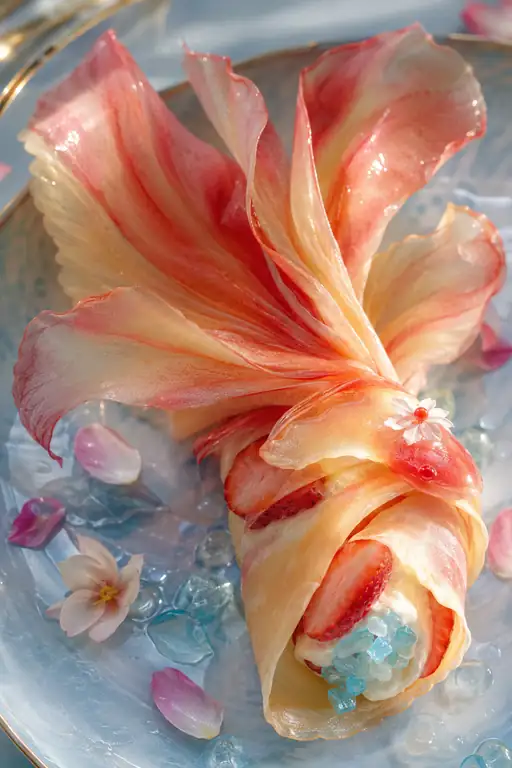 A Goldfish Tail Unfurls in Peach Light