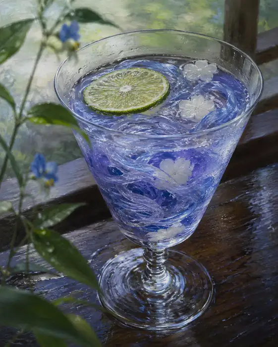 Summer Swirls Violet Around a Slice of Lime