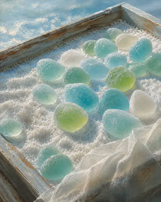 Sea Glass Washed Ashore in Sugar Snow
