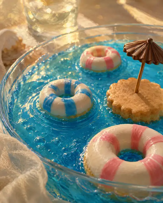 Tiny Lifebuoys Drift into the Blue Cove