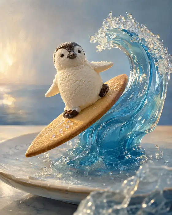 Penguin Rides the Summer Crest