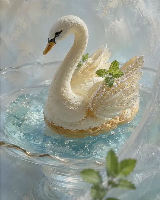 A White Swan Drifts Across the Soda Lake
