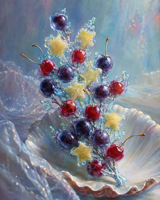 The Mermaid Wears a Constellation of Fruit