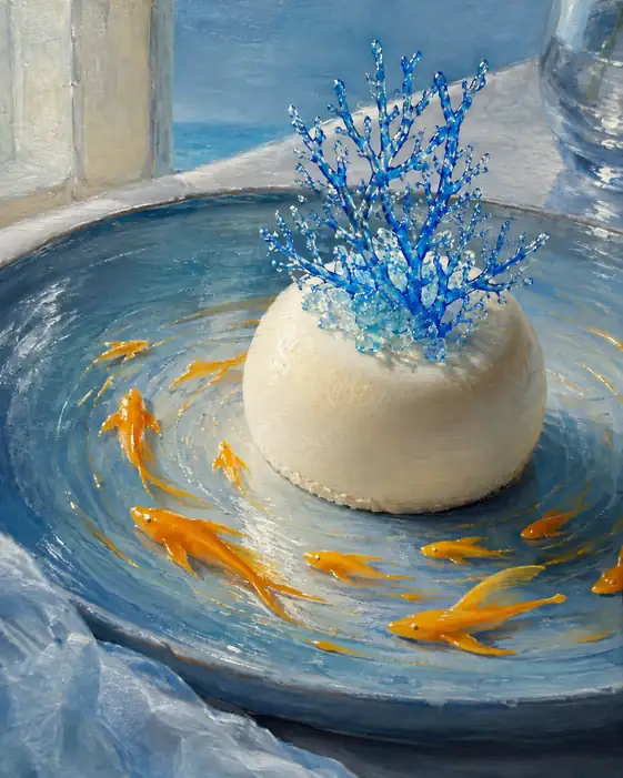 Golden Fish Circle a Garden of Blue Coral