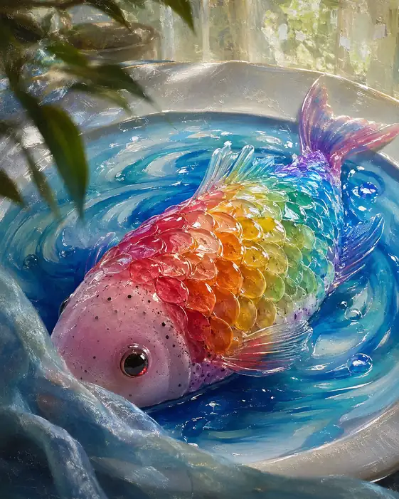 Rainbow Scales Learn to Swim