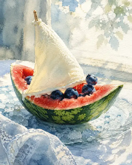The Watermelon Boat Sails the White Noon