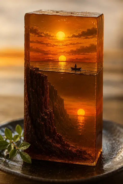 琥珀の中で三つの夕日が待つ