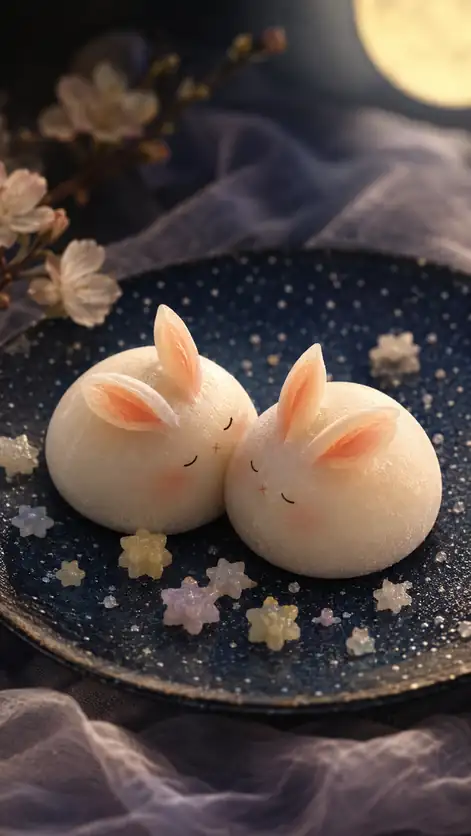 Two Moon Rabbits Share the Night