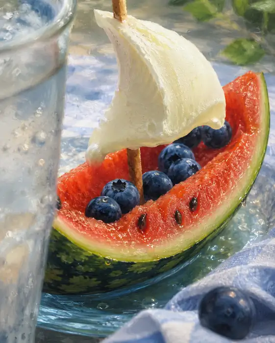 A Watermelon Boat Carries Blueberries into Summer