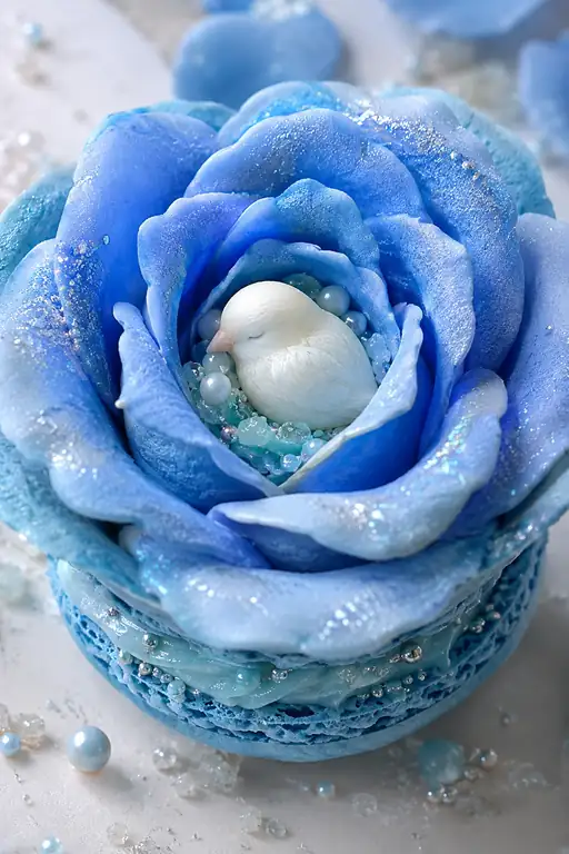 A White Bird Sleeps in the Heart of the Blue Rose