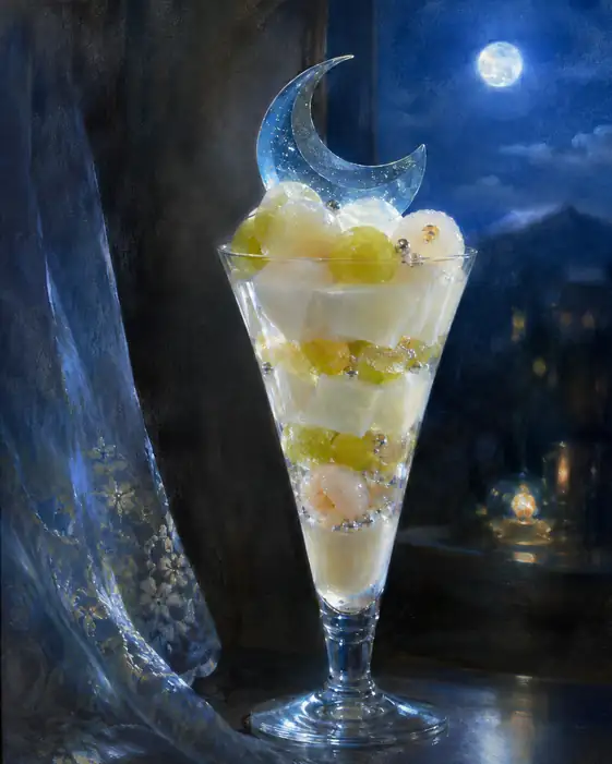 Moonlight Rests upon a Parfait of White Grapes
