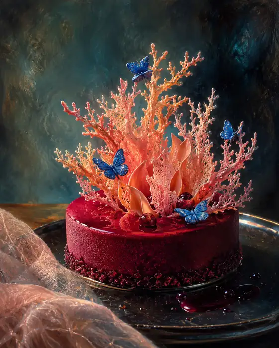Blue Butterflies Wander through the Cassis Coral Forest
