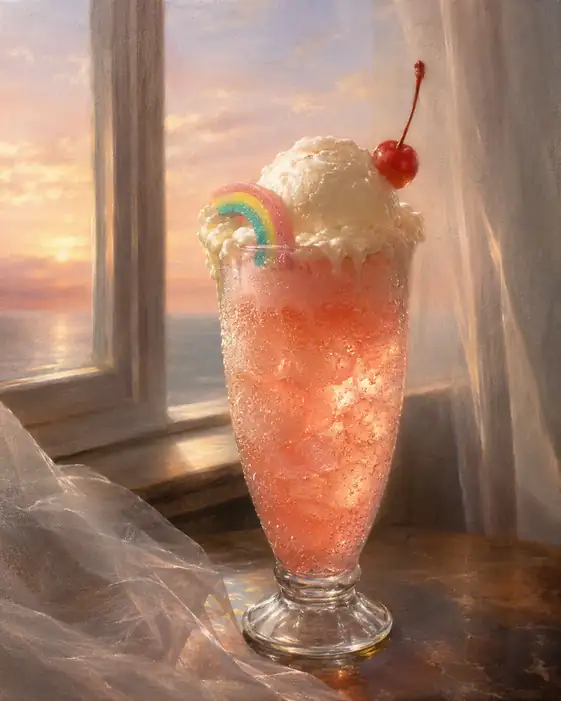 A Peach Cloud Melts into the Evening Rainbow