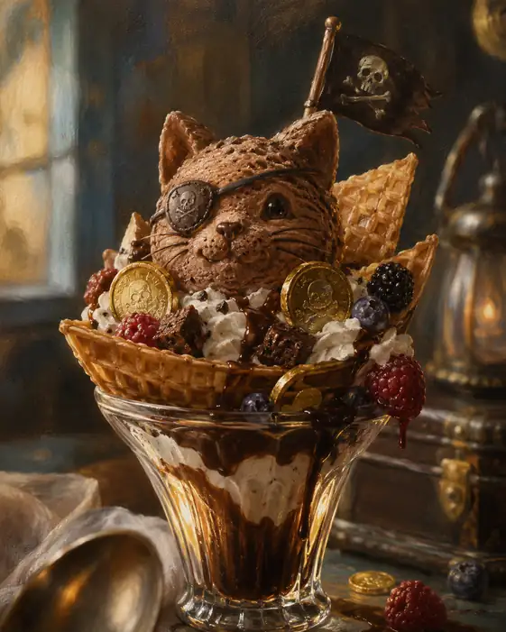 The Cat Pirate Guards the Sweet Treasure