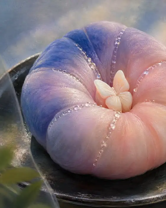 A Flower Dreams beneath Violet Silk
