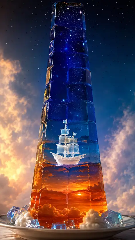 The Ship Climbs from Sunset into Stars