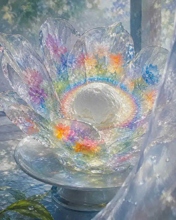 A Rainbow Blooms Around Vanilla Dawn
