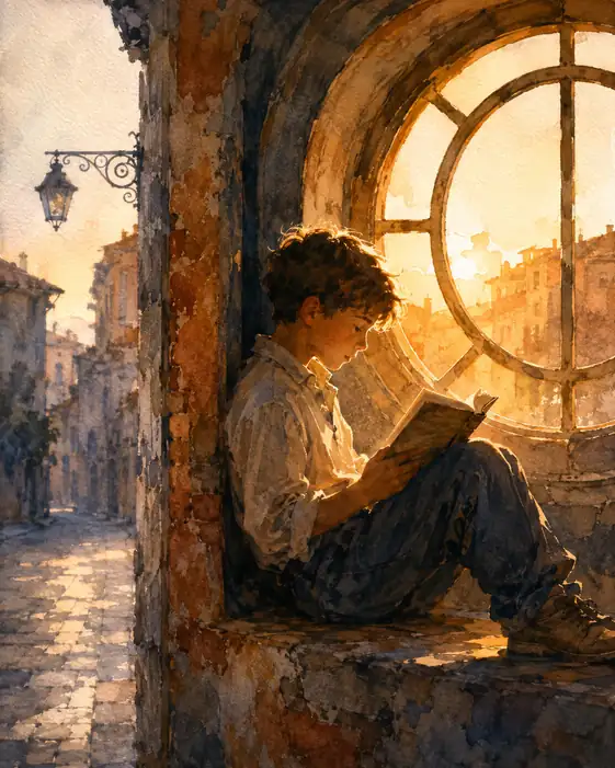 A Book Opened in the Last Window of Day