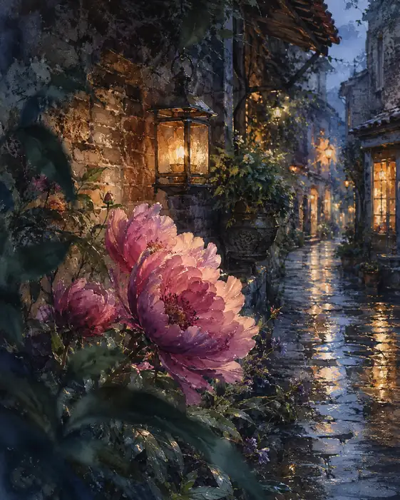 Peonies Keeping the Lantern's Secret