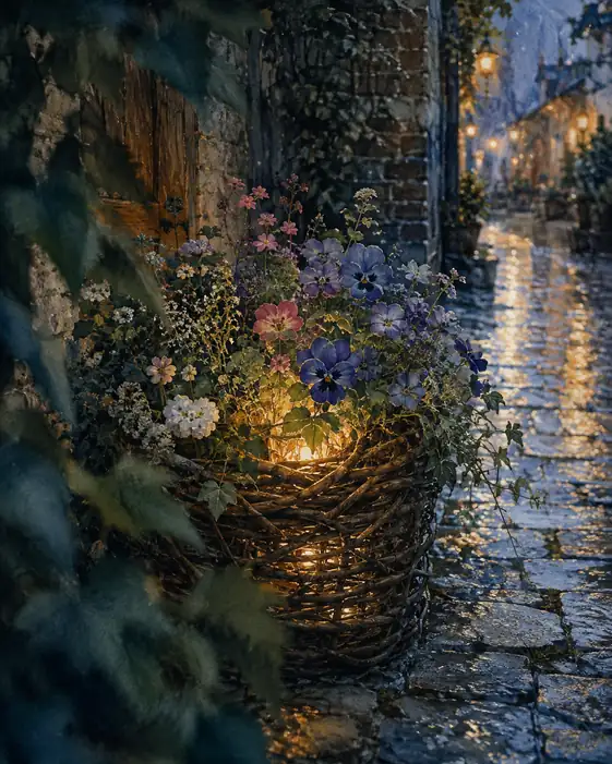 The Night Lamp Blooming in a Wicker Nest