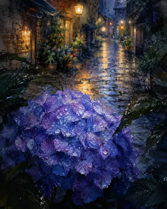 Hydrangeas Gather the Rain into Blue