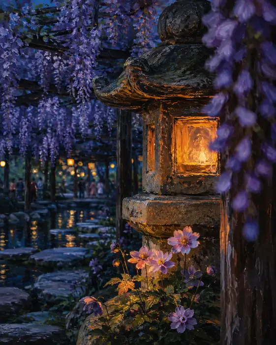 Little Blossoms at the Wisteria Gate