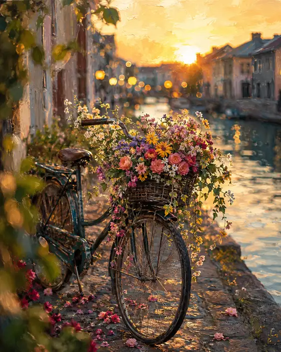Sunset Rests in the Bicycle's Basket