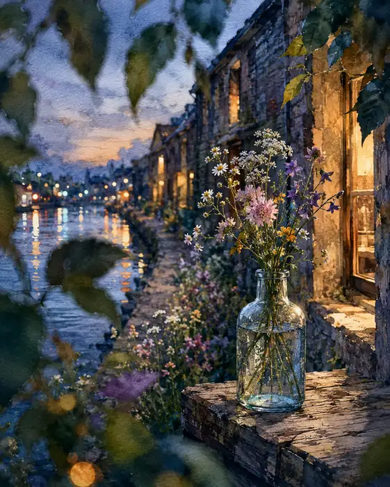 Wildflowers Waiting Beside the Blue Canal