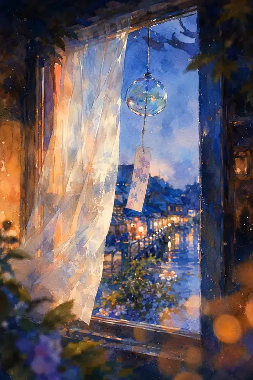 A Wind Chime Between Curtain and Canal