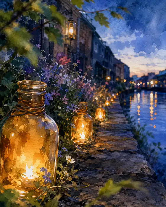 The Canal Follows a Trail of Little Suns
