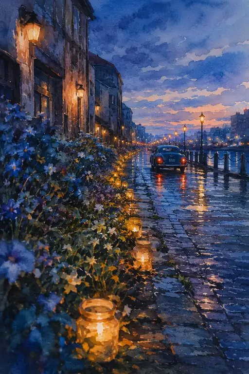 Little Lanterns Guide the Blue Car Home