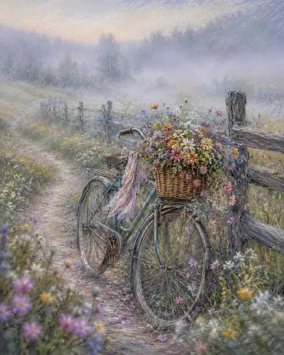 The Blue Bicycle at the Edge of Dreaming Fields