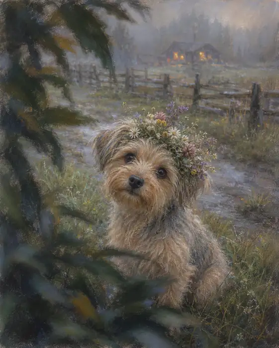 She Wore the Meadow Home at Dusk