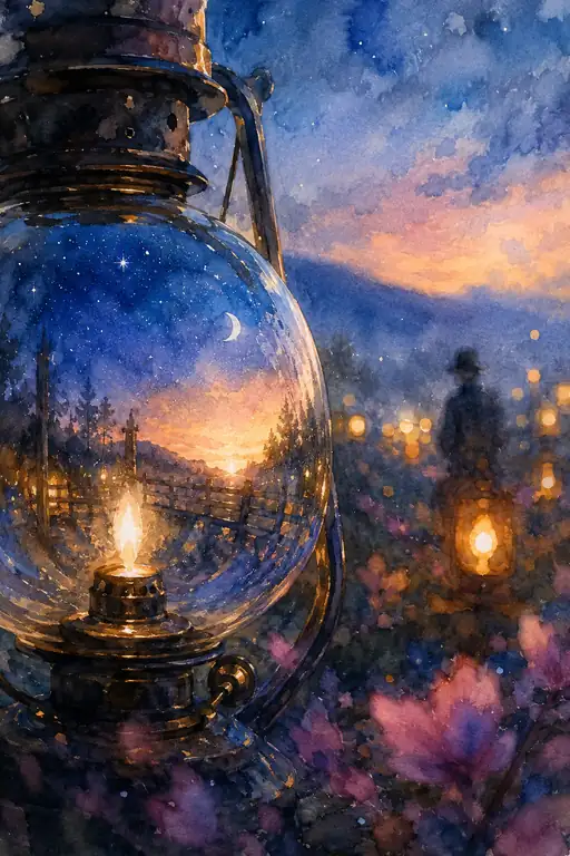 The Lantern Holds Both Crescent and Sunset