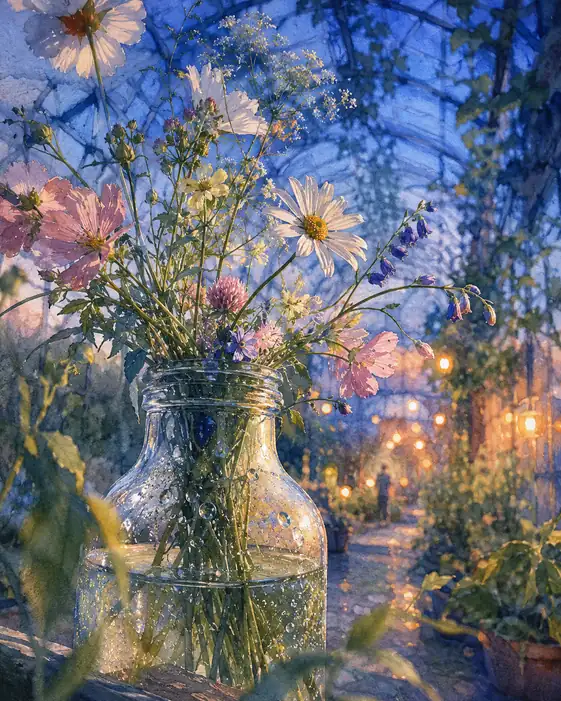 Wildflowers Drink the Blue-Hour Lanterns