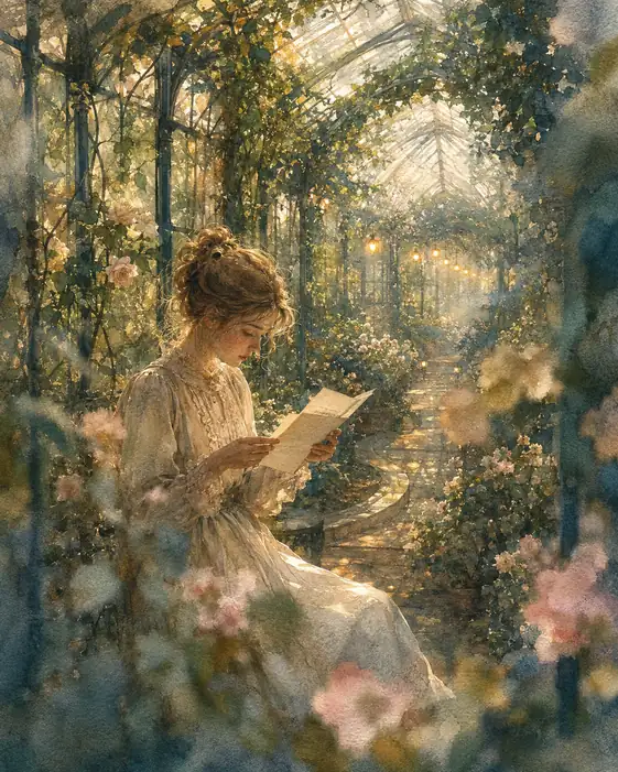 Her Letter Blooms Along the Greenhouse Path