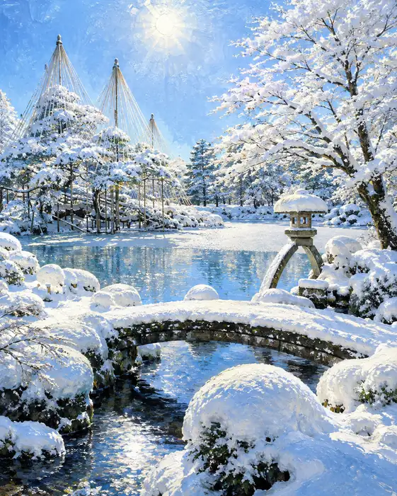 In the Snow’s Radiance, the Lantern Listens to the Koto of Water