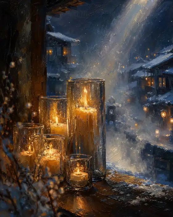 Five Flames Keep Winter from the Window