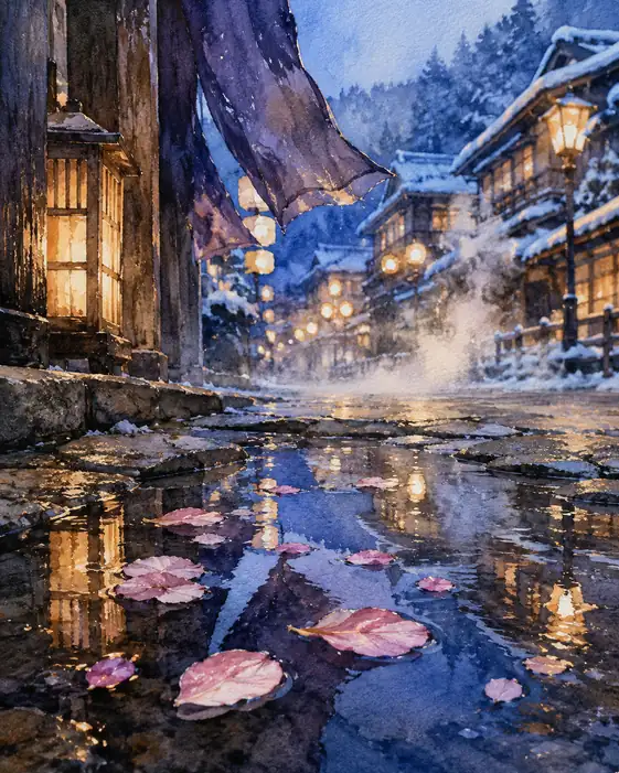 Petals Sail Through the Thawing Lantern Street