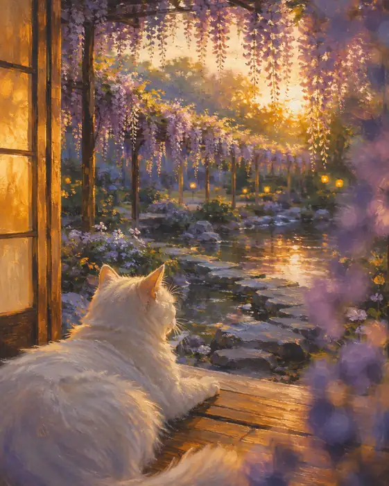 Sunset Comes Home to the Watching Cat