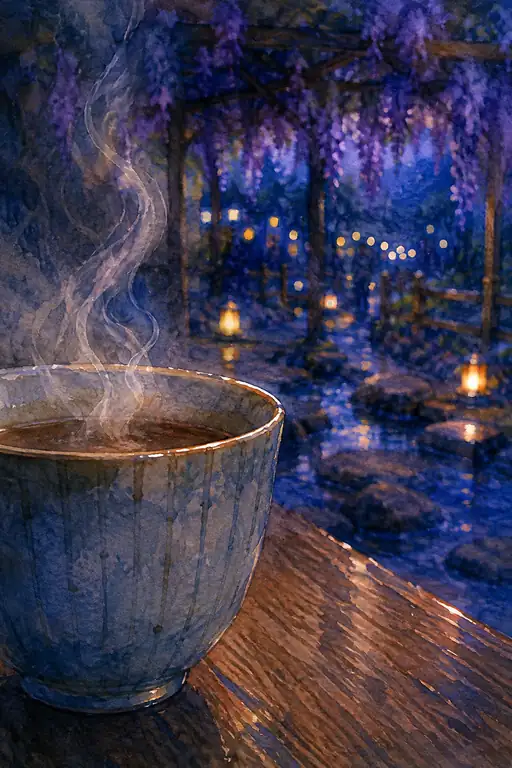Night Steams Gently Beneath the Violet Canopy