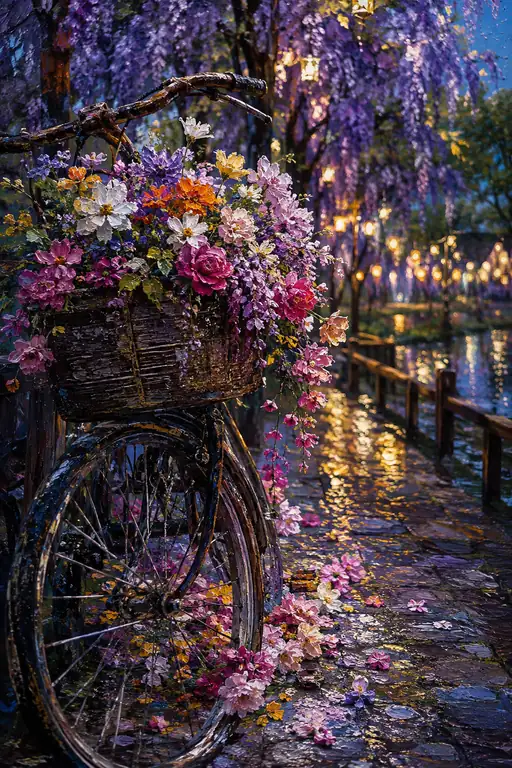 A Bicycle Overflows into the Lantern Rain