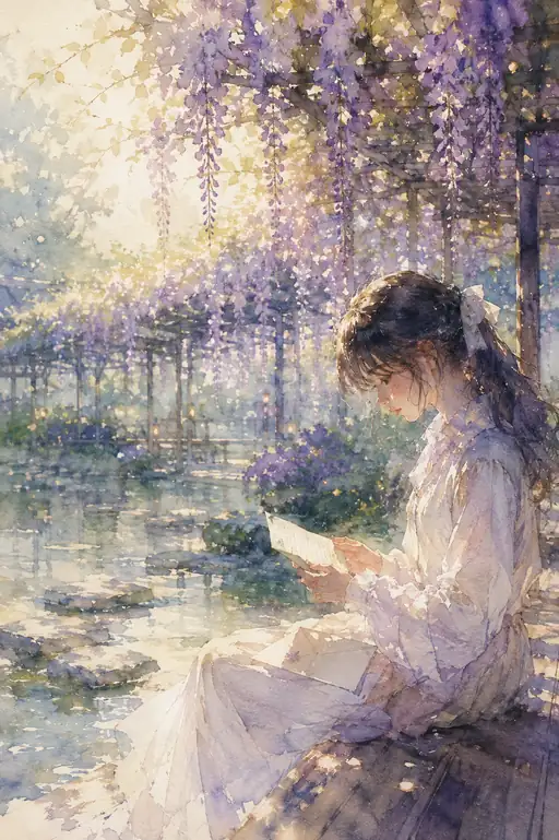 Her Letter Opens a Door in the Wisteria Light