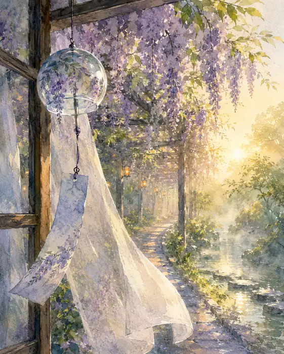 The Wind Chime Writes Sunlight on the Path