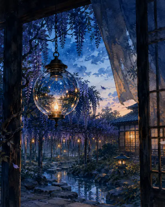 A Glass Lantern Keeps the Blue Hour's Stars