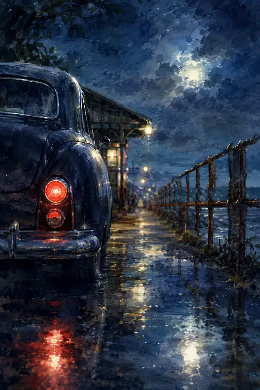 The Last Train Waits beneath a Rain-Washed Moon