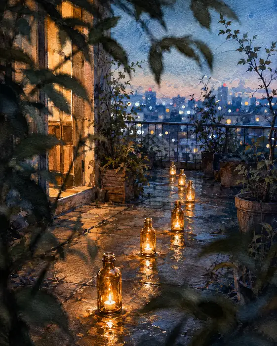 Seven Bottled Flames Lead Evening Home